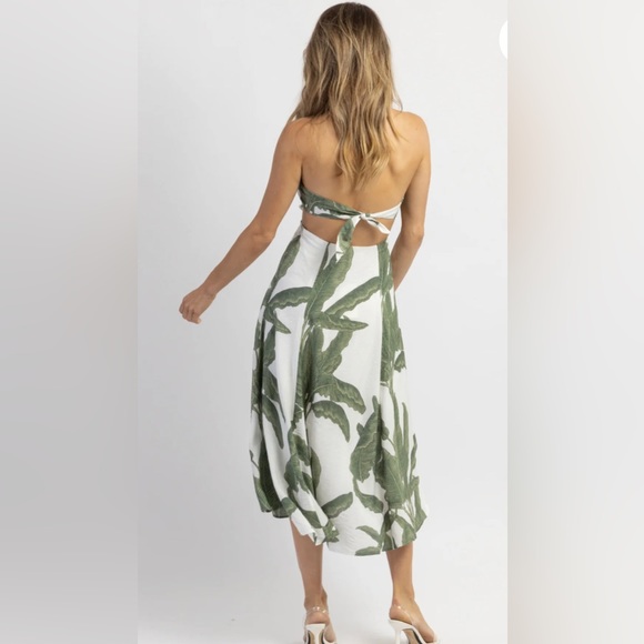Tropical White and Green Midi Dress from L’abeye - never worn. Size large! - Picture 2 of 3